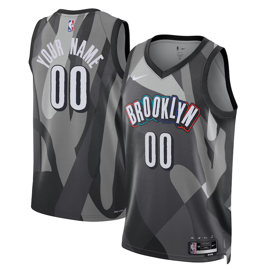 Men Brooklyn Nets Nike Gray 2024-25 City Edition Custom Swingman NBA Jersey->customized nba jersey->Custom Jersey